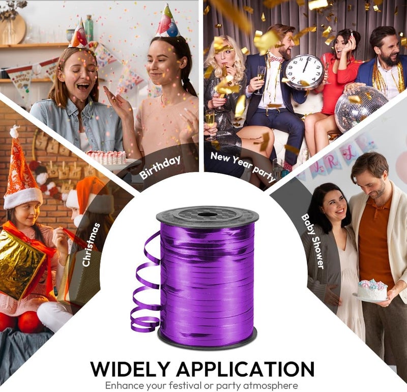 HimBen 500 Yards Curling Ribbon for Gift Wrapping, 3/16" Balloon String for Christmas Valentine Birthday Wedding Party Festival Decoration, Crafts, Flower Bouquet(Metallic Purple) - Image 3
